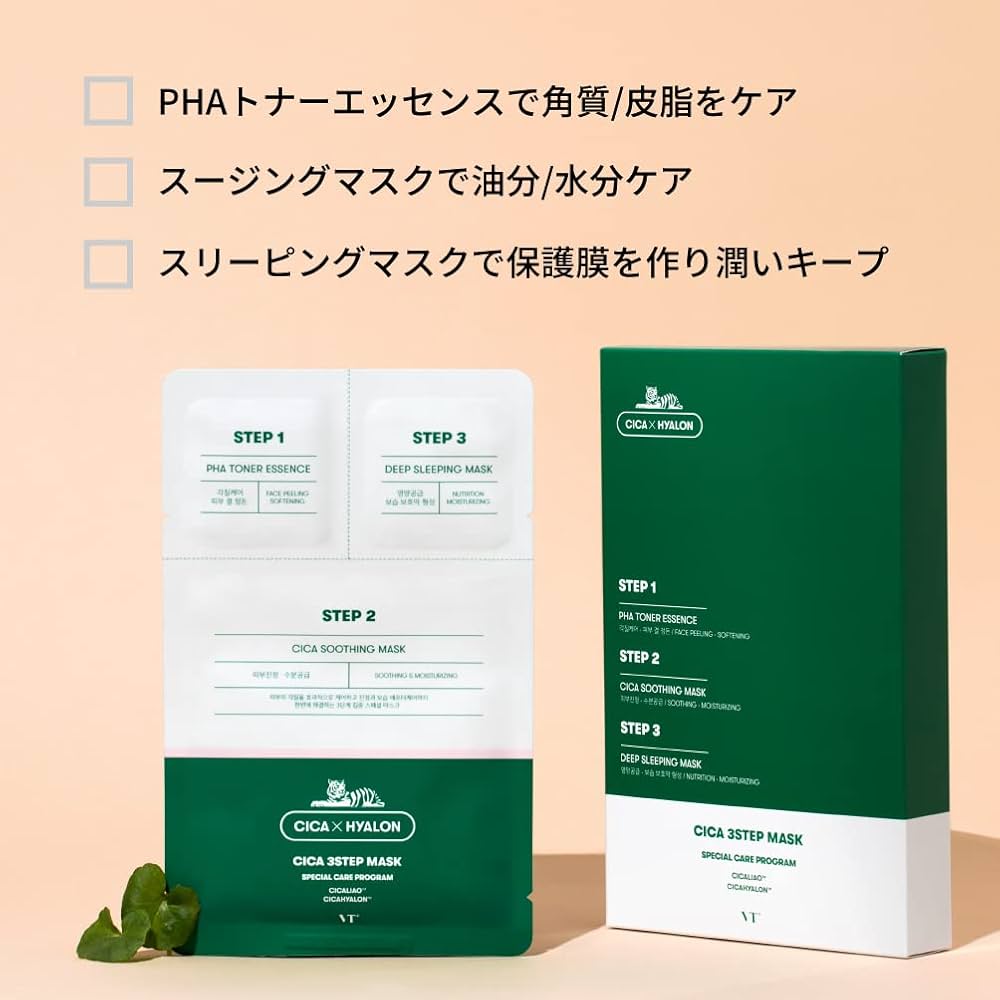 VTCOSMETICS CICA 3 Step Mask (Pack of 6), Pore Care, Dry